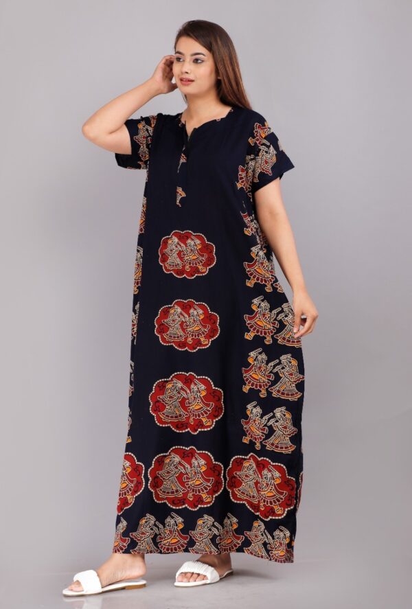 Cotton Nighty for Women || Long Length Printed Nighty/Maxi/Night Gown/Night Dress/Nightwear Inner & Sleepwear for Women's (Combo Pack of 2) (DSMF051-Nighty (P2)Red Blue) - Image 4