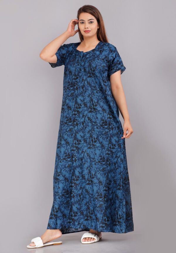 Cotton Nighty for Women || Long Length Printed Nighty/Maxi/Night Gown/Night Dress/Nightwear Inner & Sleepwear for Women's (Combo Pack of 2) (DSMF056-Nighty (P2)Red Blue) - Image 4