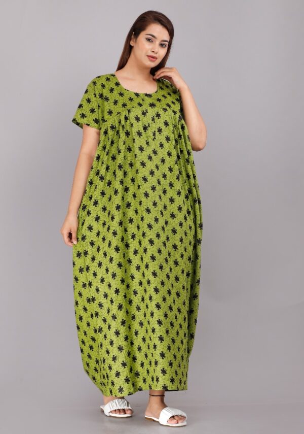 Cotton Nighty for Women || Long Length Printed Nighty/Maxi/Night Gown/Night Dress/Nightwear Inner & Sleepwear for Women's (Combo Pack of 2) (DSMF057-Nighty (P2)Green Maroon) - Image 3