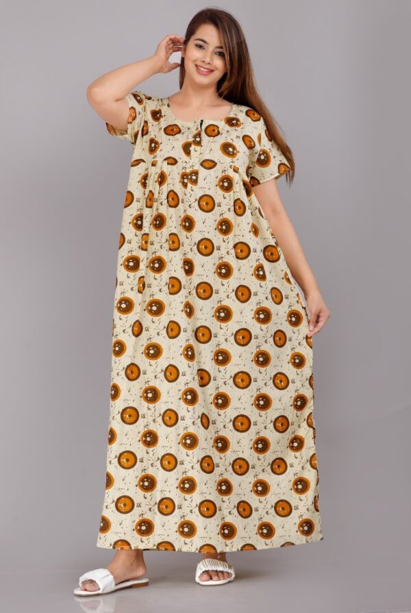 Cotton Nighty for Women || Long Length Printed Nighty/Maxi/Night Gown/Night Dress/Nightwear Inner & Sleepwear for Women's (Combo Pack of 2) (DSMF058-Nighty (P2)Yellow Green) - Image 3