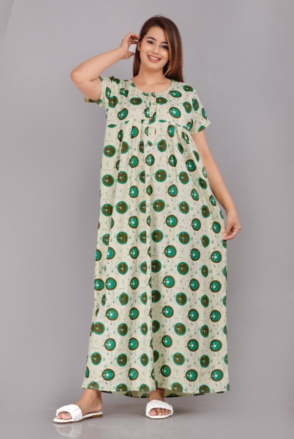 Cotton Nighty for Women || Long Length Printed Nighty/Maxi/Night Gown/Night Dress/Nightwear Inner & Sleepwear for Women's (Combo Pack of 2) (DSMF058-Nighty (P2)Yellow Green) - Image 4