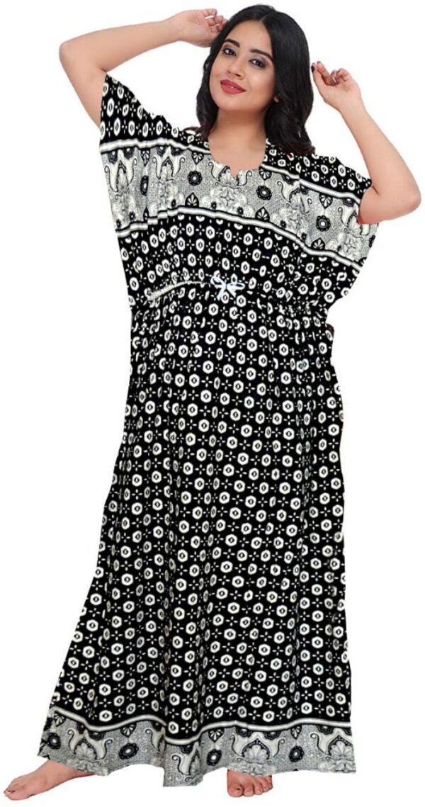 100% Cotton Nighty for Women || Long Length Printed Nighty/Maxi/Night Gown/Night Dress/Nightwear Inner & Sleepwear for Women's (Combo Pack of 2)(Pink Black)-DSMF124-Nighty (P2)Pink Black - Image 4