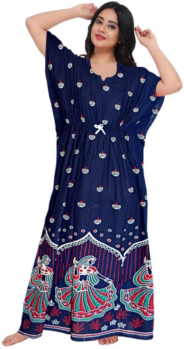 100% Cotton Nighty for Women || Long Length Printed Nighty/Maxi/Night Gown/Night Dress/Nightwear Inner & Sleepwear for Women's (Combo Pack of 2) (Blue Maroon)-DSMF125-Nighty (P2)Blue Maroon - Image 4