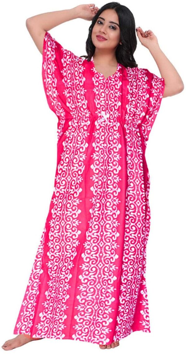 100% Cotton Nighty for Women || Long Length Printed Nighty/Maxi/Night Gown/Night Dress/Nightwear Inner & Sleepwear for Women's (Combo Pack of 2) (Pink Maroon)-DSMF126-Nighty (P2)Pink Maroon - Image 3
