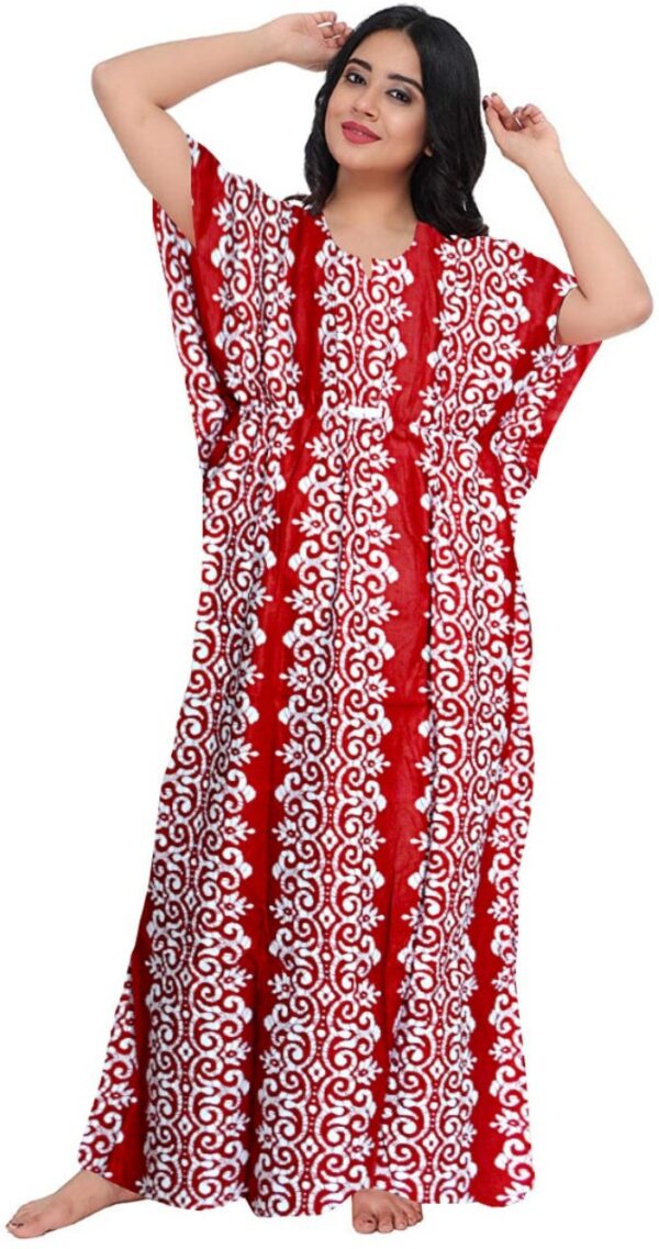 100% Cotton Nighty for Women || Long Length Printed Nighty/Maxi/Night Gown/Night Dress/Nightwear Inner & Sleepwear for Women's (Combo Pack of 2) (Pink Maroon)-DSMF126-Nighty (P2)Pink Maroon - Image 4