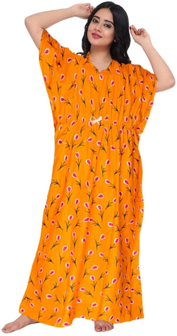100% Cotton Nighty for Women || Long Length Printed Nighty/Maxi/Night Gown/Night Dress/Nightwear Inner & Sleepwear for Women's (Combo Pack of 2) (Red Yellow)-DSMF129-Nighty (P2)Red Yellow - Image 4