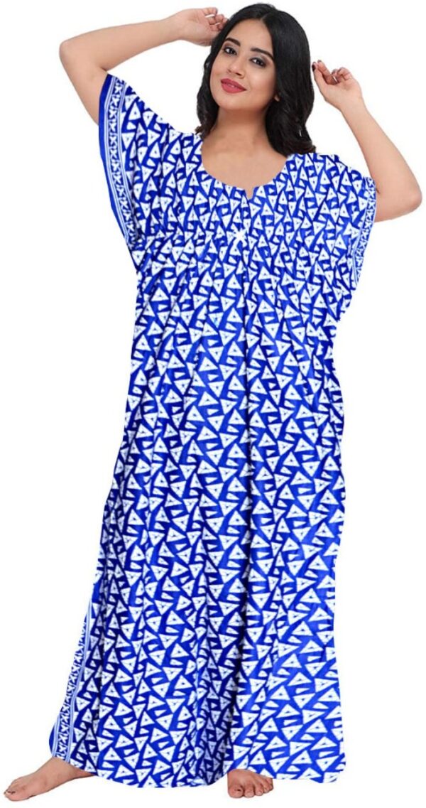 100% Cotton Nighty for Women || Long Length Printed Nighty/Maxi/Night Gown/Night Dress/Nightwear Inner & Sleepwear for Women's (Combo Pack of 2) (Blue Grey)-DSMF130-Nighty (P2)Blue Grey - Image 3