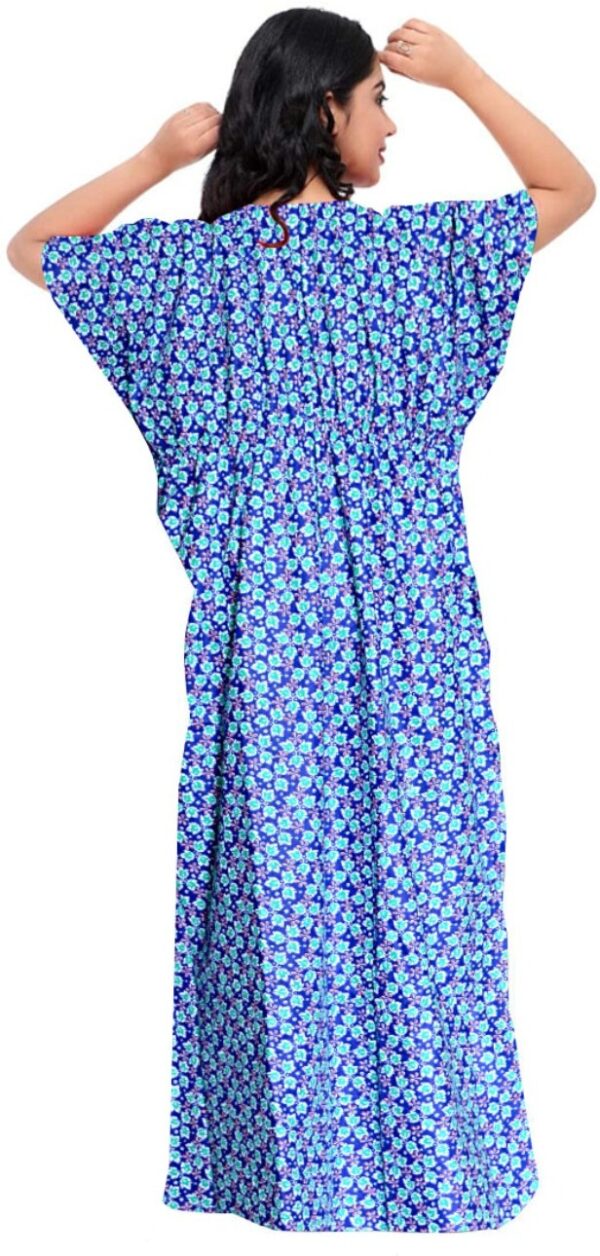 100% Cotton Nighty for Women || Long Length Printed Nighty/Maxi/Night Gown/Night Dress/Nightwear Inner & Sleepwear for Women's (Combo Pack of 2) (Blue Maroon)-DSMF133-Nighty (P2)Blue Maroon - Image 2