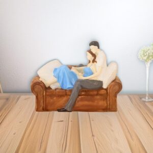 Romantic Couple Statue Sitting on Sofa and Reading Book Decorative Showpiece for Home Decor Living Room Bedroom | Gift for Birthday Valentine's Day Anniversary (SD-029-Sofa Couple)