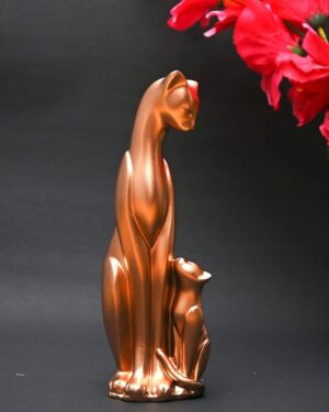 Cute Cat Mother Baby Decorative Showpiece |Figurine for Home Decor | Living Room, Bedroom, Office Desk, Cabinets Diwali Gifts for Family and Friends(Multicolor) (SD-003-COPPER CAT FAMLY)