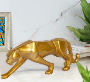 aguar Showpiece for Home Decor Showpiece | Cheetah Statue | Gold Panther Showpiece for Living Room Decor | Office Table Decorative Animal Showpiece (Gold) (SD-007-PANTHER SMALL-GOLD)