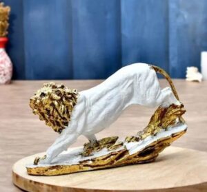 King Lion Black Statue Sculpture for Home Decor Showpiece Figurine (SD-033-Leaf Lion)