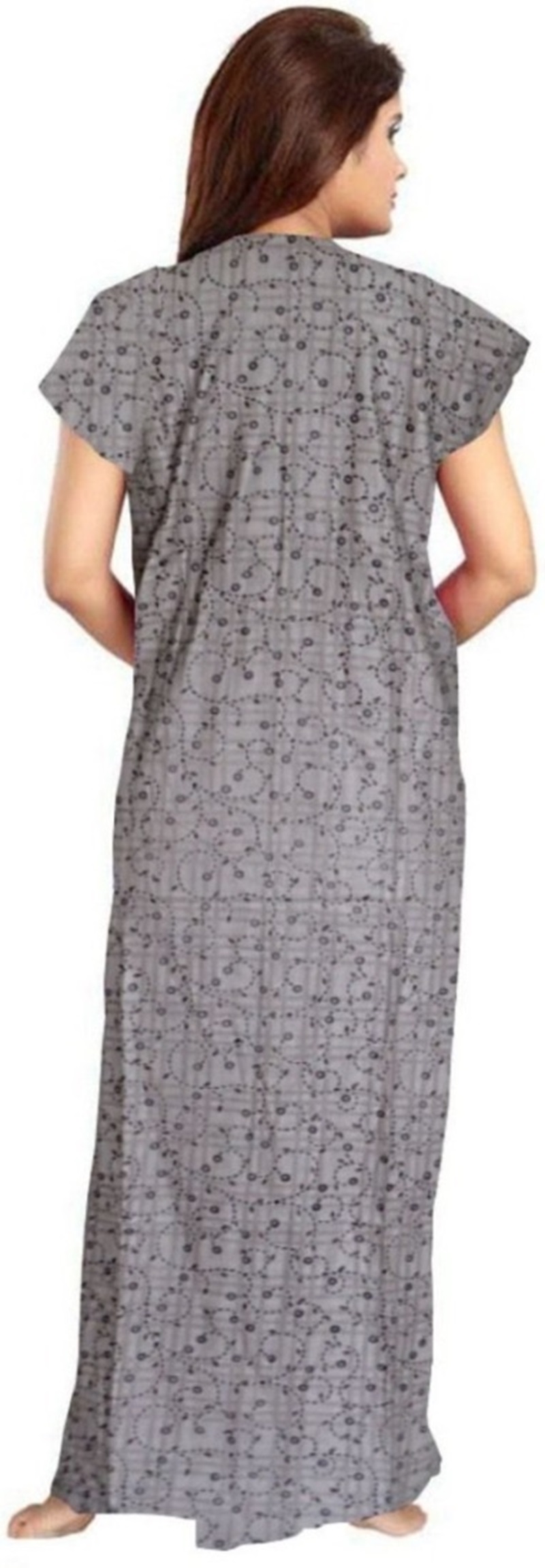 Cotton Nighty for Women || Long Length Printed Nighty/Maxi/Night Gown/Night Dress/Nightwear Inner & Sleepwear for Women's (Combo Pack of 2) (DSMF086-Nighty (P2)Grey Brown) - Image 2