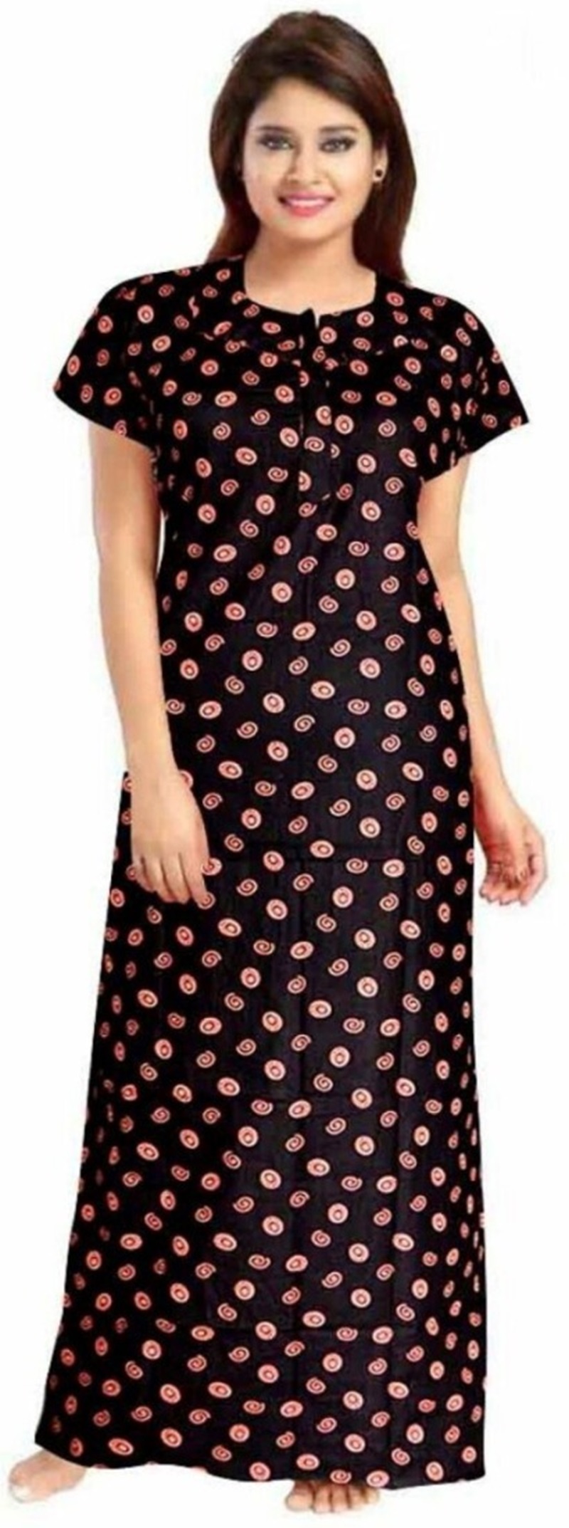 Cotton Nighty for Women || Long Length Printed Nighty/Maxi/Night Gown/Night Dress/Nightwear Inner & Sleepwear for Women's (Combo Pack of 2) (DSMF086-Nighty (P2)Grey Brown) - Image 4