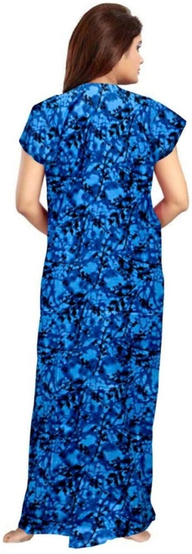 Cotton Nighty for Women || Long Length Printed Nighty/Maxi/Night Gown/Night Dress/Nightwear Inner & Sleepwear for Women's (Combo Pack of 2) (DSMF195-Nighty (P2)Blue Green) - Image 2