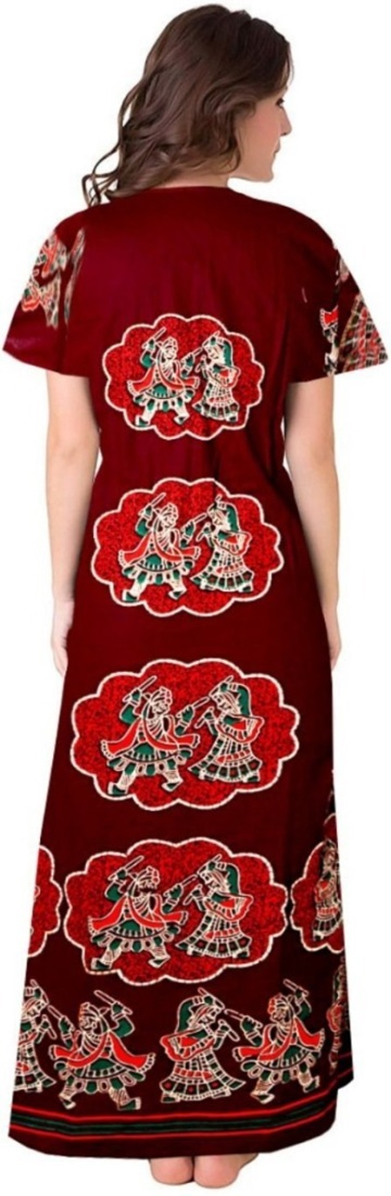 Cotton Nighty for Women || Long Length Printed Nighty/Maxi/Night Gown/Night Dress/Nightwear Inner & Sleepwear for Women's (Combo Pack of 2) (DSMF241-Nighty (P2)Blue Maroon) - Image 3