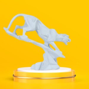White Cheetah Showpiece for Home Decor | Panther Statue | Jaguar Statue | Animal Figurines Decorative Item (Black, Resin) (SD-STONE PANTHER-WHITE-001)