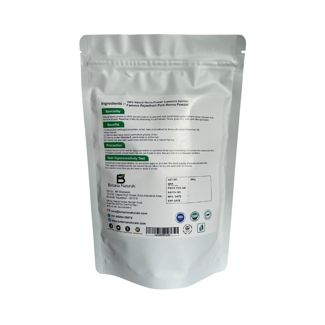 Botania Naturals Care From Nature Organic Henna Powder For Hair Colour and Growth, 200g - (Brown) - Image 2
