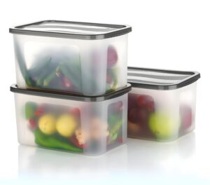 DropShopee Plastic Airtight Storage Container for Kitchen, Pantry and Home Organization | Multipurpose Stackable Refrigerator Organizer for Snacks, Fruits, Bread and Cosmetics (Set of 3-Transparent) (SL002-2000 ML AIR TIGHT CONTAINAR (set of-3)