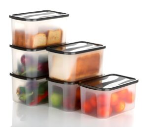 DropShopee Plastic Airtight Storage Container for Kitchen, Pantry and Home Organization | Multipurpose Stackable Refrigerator Organizer for Snacks, Fruits, Bread and Cosmetics (Set of 6 -Transparent) (SL002-2000 ML AIR TIGHT CONTAINAR (set of-6)
