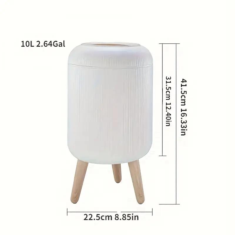 DropShopee Stylish floor-standing dustbin with modern ribbed design, wooden legs, and a flip-top lid. Perfect for kitchens, living rooms, and offices, offering functionality with elegant d?cor.(Set of 2) (SL007-DUSTBIN (Set of-2) - Image 3