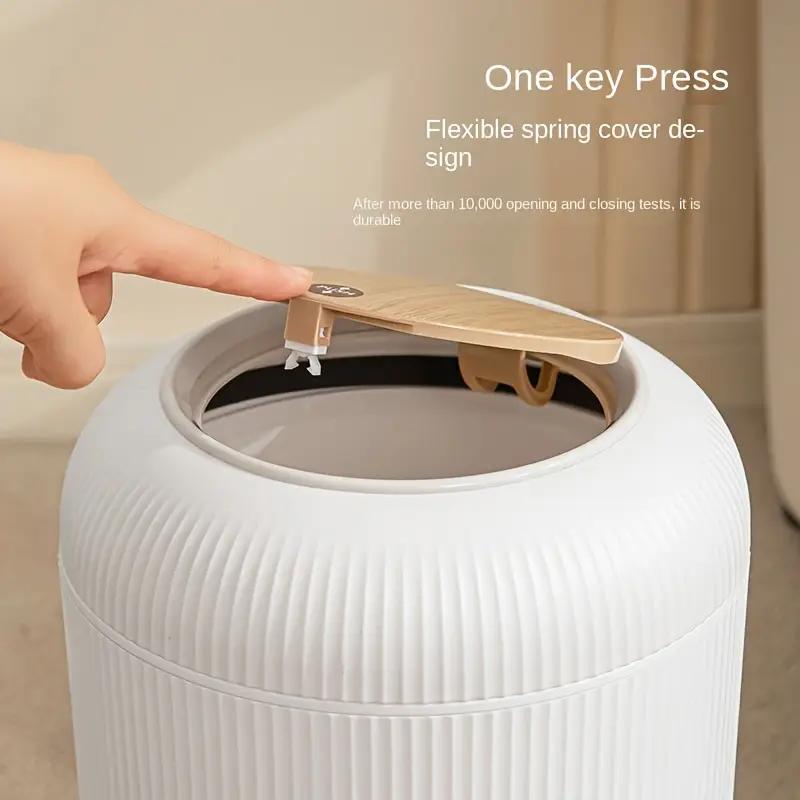 DropShopee Stylish floor-standing dustbin with modern ribbed design, wooden legs, and a flip-top lid. Perfect for kitchens, living rooms, and offices, offering functionality with elegant d?cor.(Set of 2) (SL007-DUSTBIN (Set of-2) - Image 4