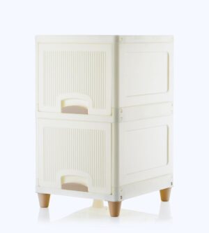 DropShopee 2 Tier Drawers for Storage Cabinet/Plastic Storage Drawer/Cupboard for Multipurpose Storage Organizer/Stackable Storage Box/Multipurpose Storage Rack/Plastic Wardrobe Organizer (White) (Set of 2) (SL008-Foldable Drawer Storage (Set of 2)