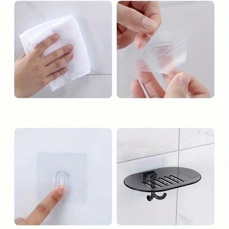 DropShopee Soap Holder for Bathroom | Self Adhesive, No-Drill Holder with Drip Tray | 2 Hooks for Extra Storage (SL011-HOOK SOAP DISH) - Image 2