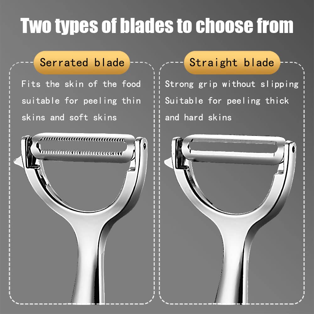 DropShopee 2 in 1 Stainless Steel Julienne Vegetable Peeler Multi-Functional Fruit & Veggie Shredder Slicer and Grater for Potatoes, Carrots, Cucumbers (Silver, 18 x 8.2 x 2.4 cm) (SL017-Pillar) - Image 5