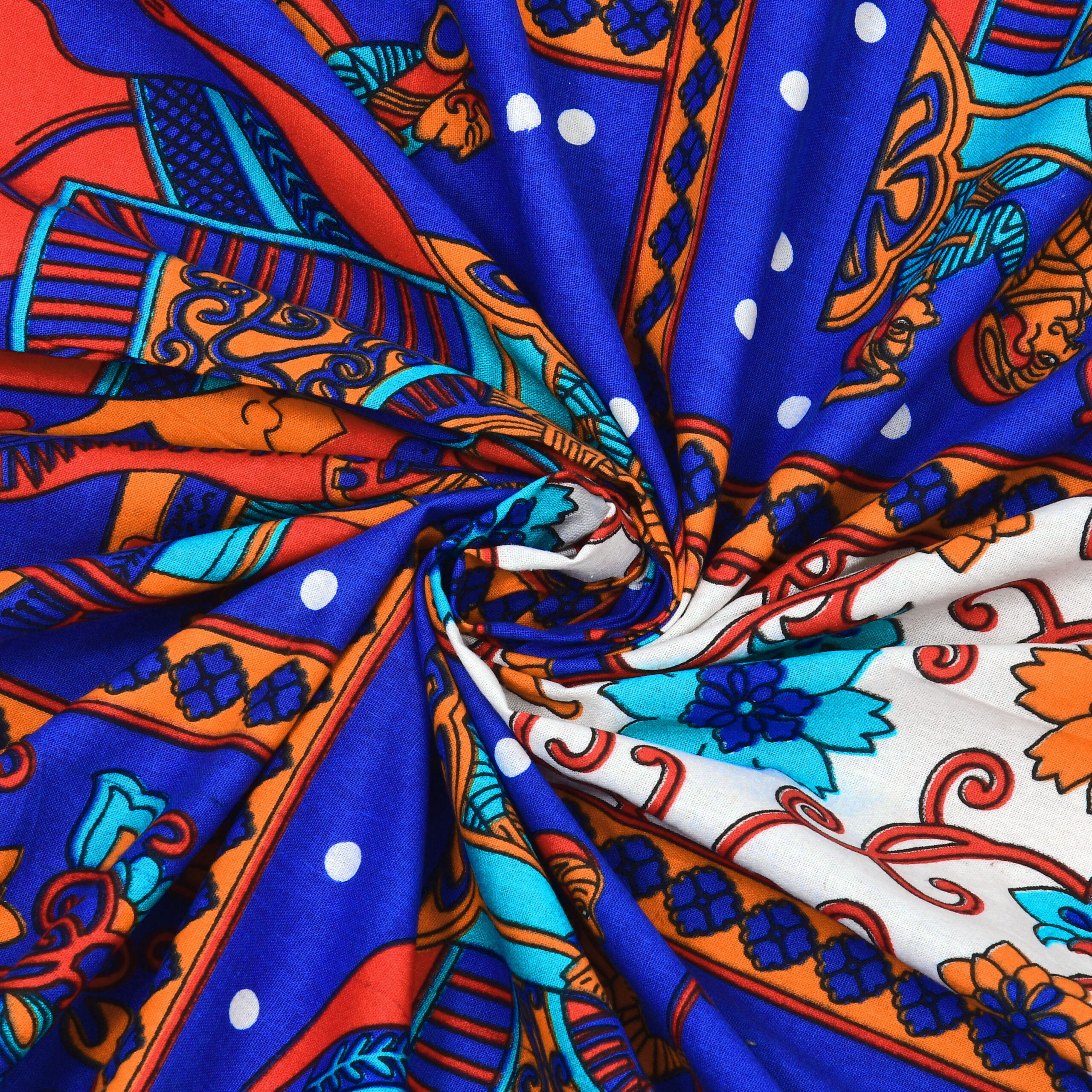 Rajasthani Jaipuri Traditional Sanganeri Gangor Elephant Print 100% Cotton Single Size Bedsheet with one Pillow Covers (Blue) (MD1001-BST SIN-GANGOR_BLUE) - Image 4