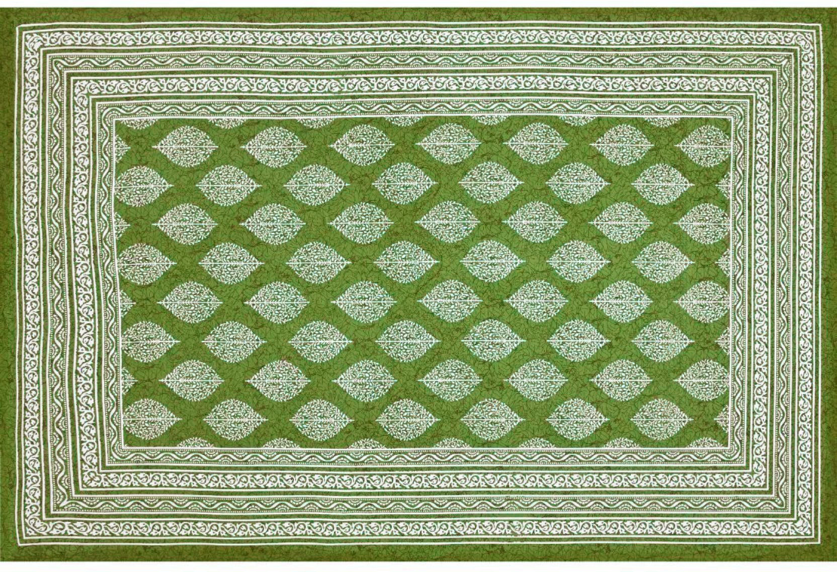 Rajasthani Jaipuri Traditional Sanganeri 3 Buta Print 100% Cotton Single Size Bedsheet with one Pillow Covers (Green) (MD1008-BST SIN-3 Buta Green) - Image 2