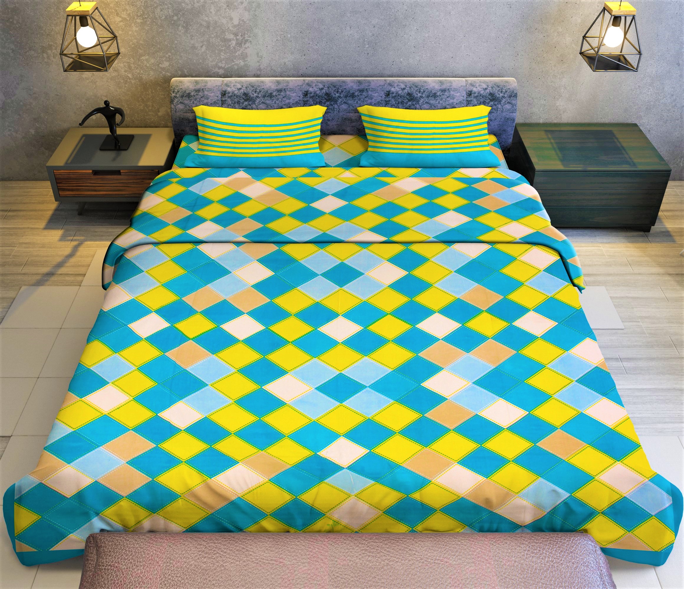 Rajasthani Jaipuri Traditional Sanganeri AhemdabadiChokda Print 100% Cotton Double Size Bedsheet with Two Pillow Covers (Seagreen) (MD1017-BST DBL AhemdabadiChokda_SeaGreen) - Image 5