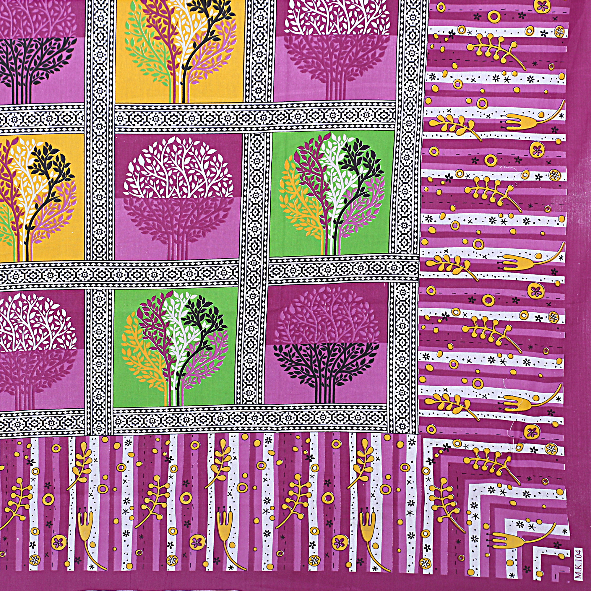 Rajasthani Jaipuri Traditional Sanganeri TreeBox Print 100% Cotton Double Size Bedsheet with Two Pillow Covers (Pink) (MD1030-BST DBL TreeBox_Pink) - Image 5